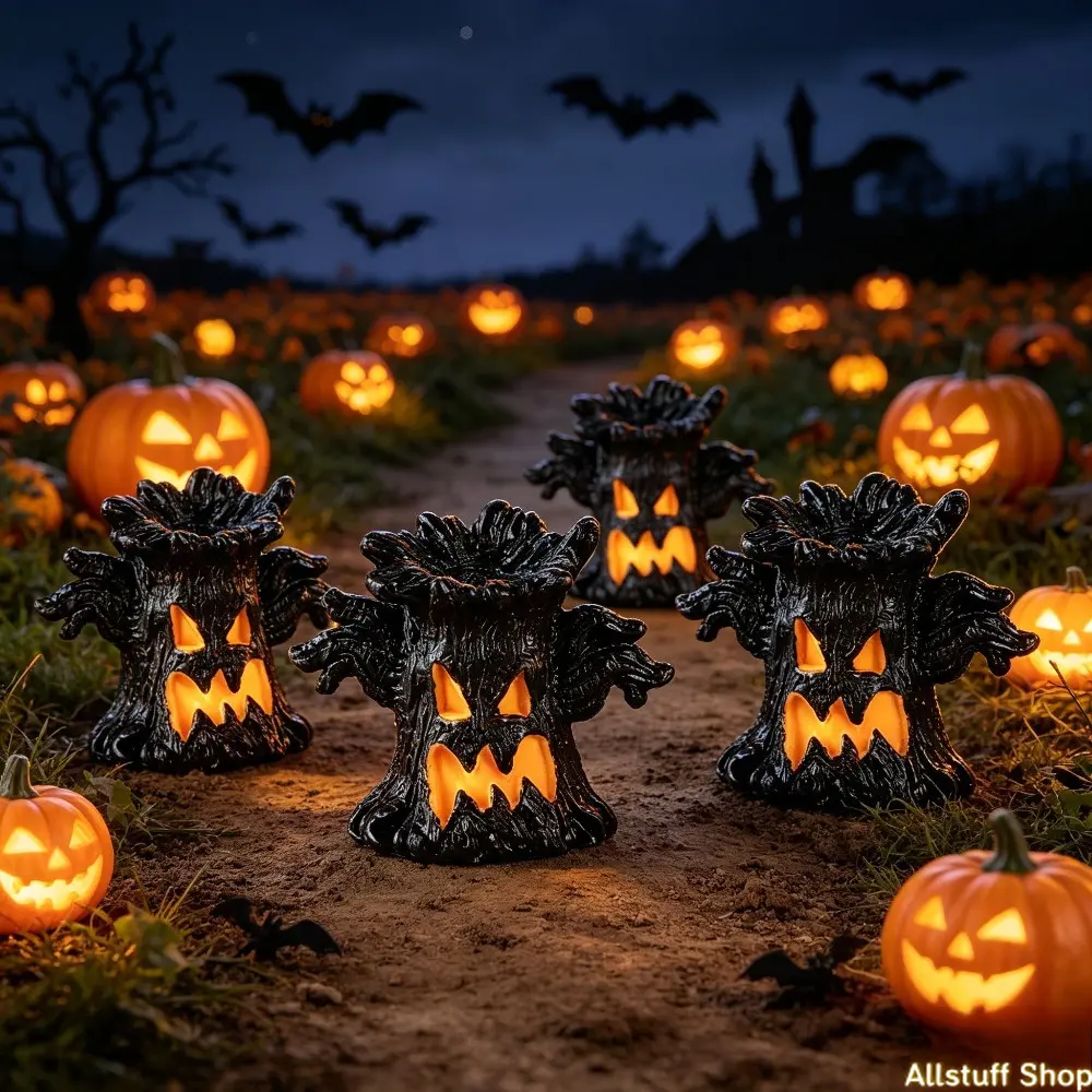 A Set of 4 Halloween Decorative Resin Tree Demon Resin Ornaments Creative Halloween Gifts, Suitable for Halloween Decoration tiktokshopbacktoschool