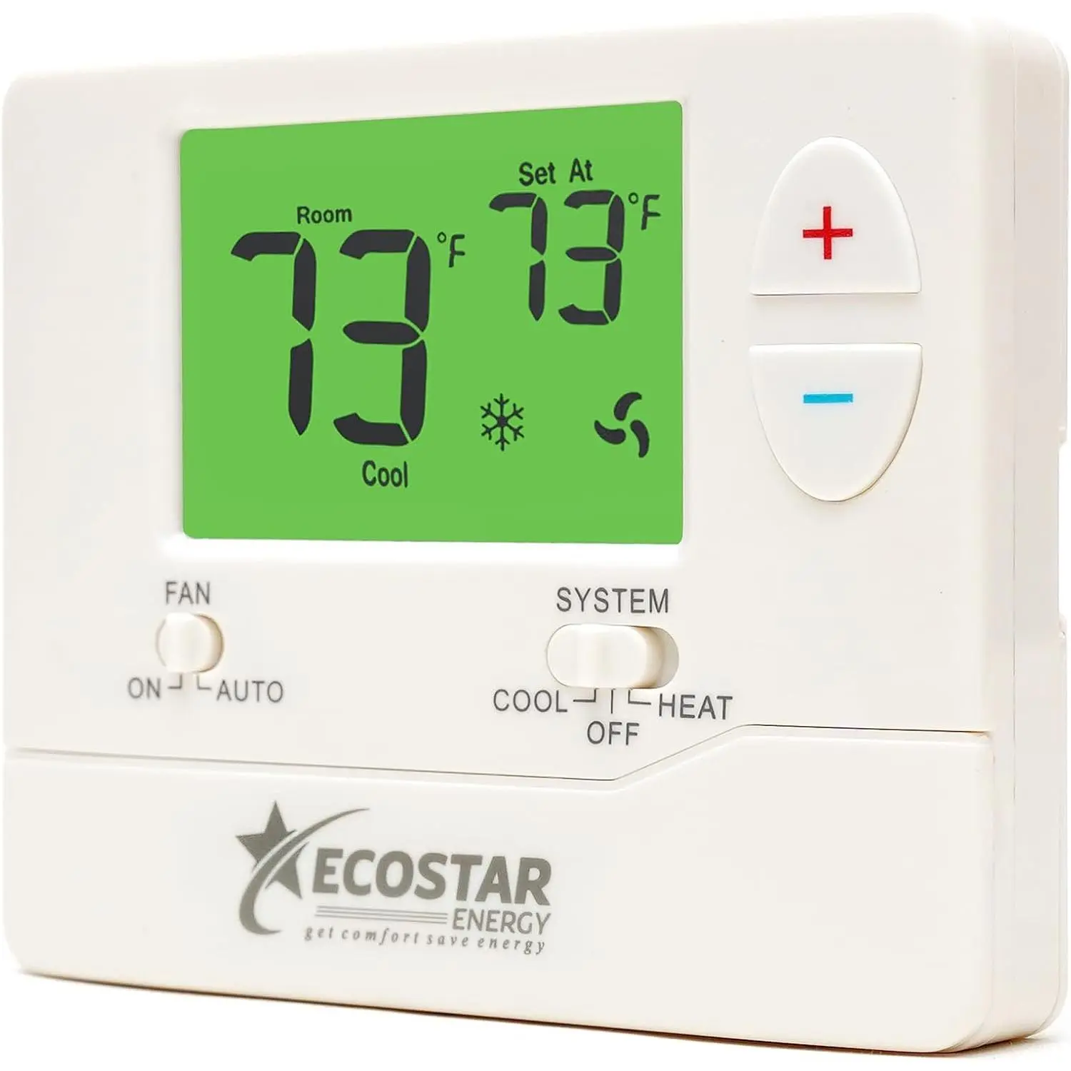 Non-Programmable Conventional Single Stage 1 Heat/1 Cool Energy Saving Digital Thermostat with Green Backlight for Home & Commercial Air Conditioning/Heating/HVAC Systems Easy DIY Installation