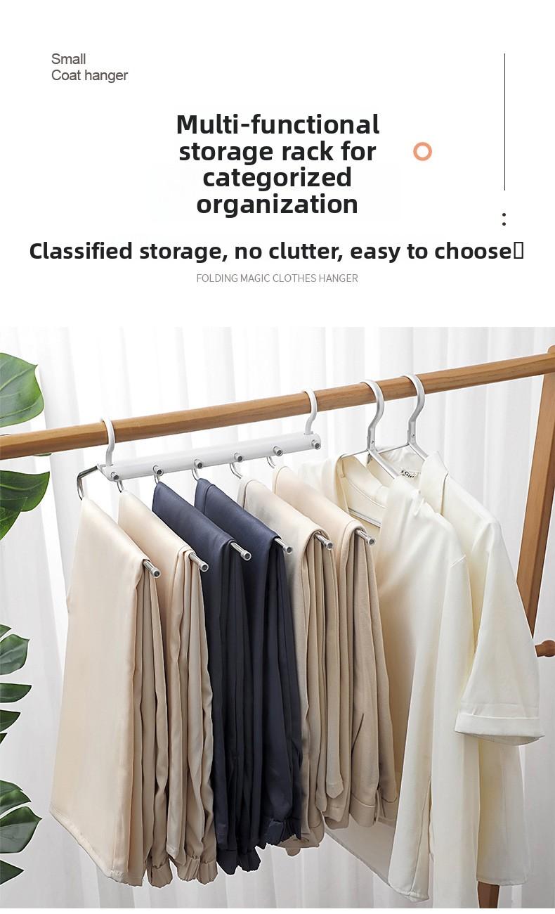 Stainless Steel Foldable Pants Hanger Non-Slip Multi-Functional Home Storage Space-Saving Hanger for Closet Organizing Anti-Scratch Laundry Rack
