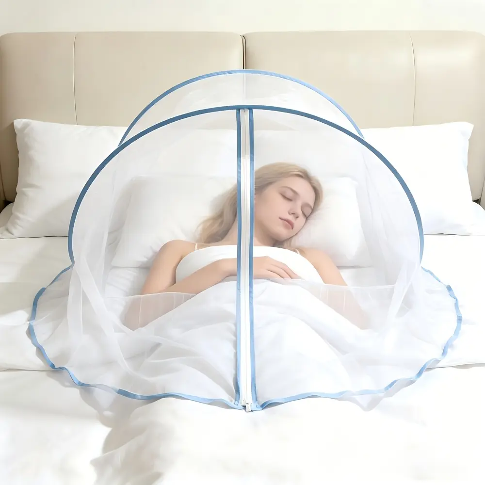 Portable, no-assembly mosquito net / bed canopy with mesh netting; portable design suitable for travel and home use (hand-washable, easy to set up).