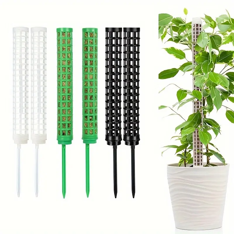 6pcs Plastic Extendable Mesh Plant Support Poles - 15" Stackable Climb Aid Stakes for Indoor Climbing Plants, Durable, Easy to Use