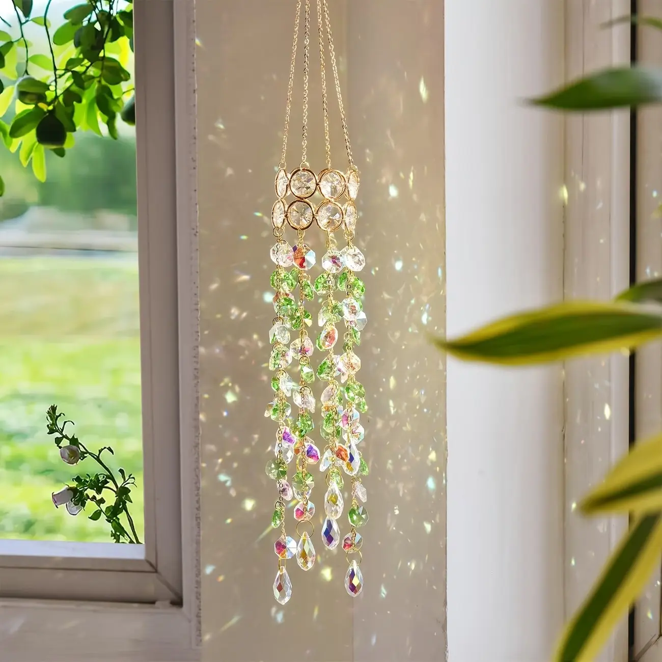 Hanging Window Garden Crystal Sun Catcher, Design, Suitable for Indoor and Outdoor Decor, Party Use, 1 Piece