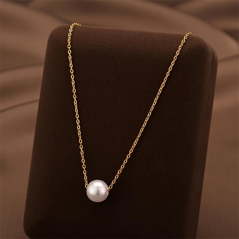 1pc Women' Bohemian & White Necklace - Golden-Tone Alloy Chain with Imitation White, Minimalist Elegant Pendant for Daily Wear,, Valentine' Gift, Year-Round Versatile