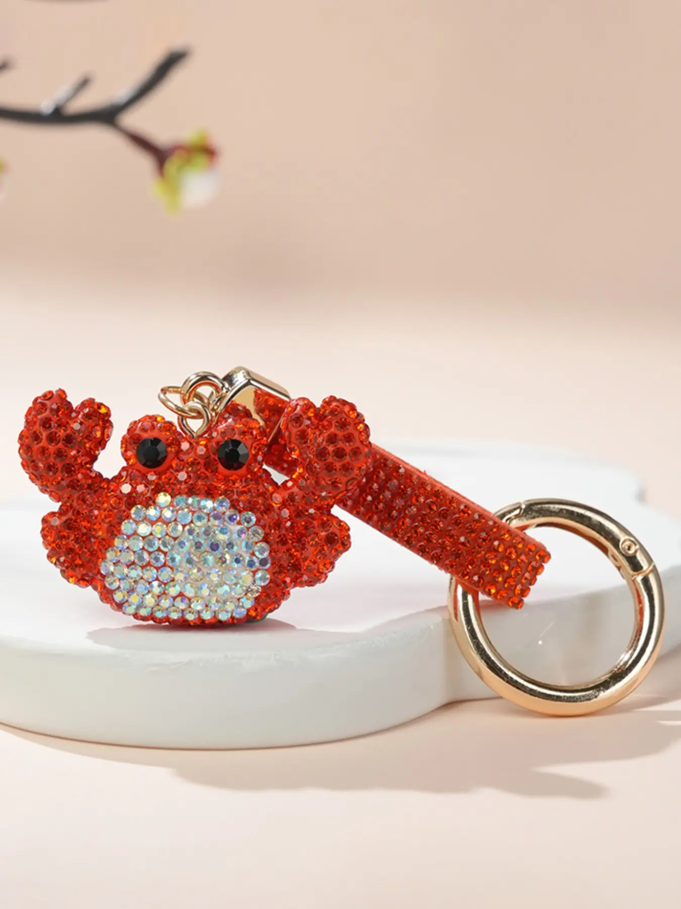 1/2/3pcs Cute Crab Keychain with Rhinestones, Adorable Girl Heart Bag Charm, Versatile Bookbag Car Key Decorative Gift