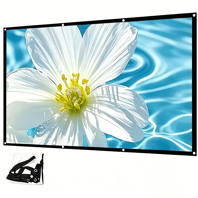 Projection screen simple folding portable polyester soft screen outdoor indoor height 60/72/84/100/120/150 inches for office and home theater folding portable wall mounted home screen
