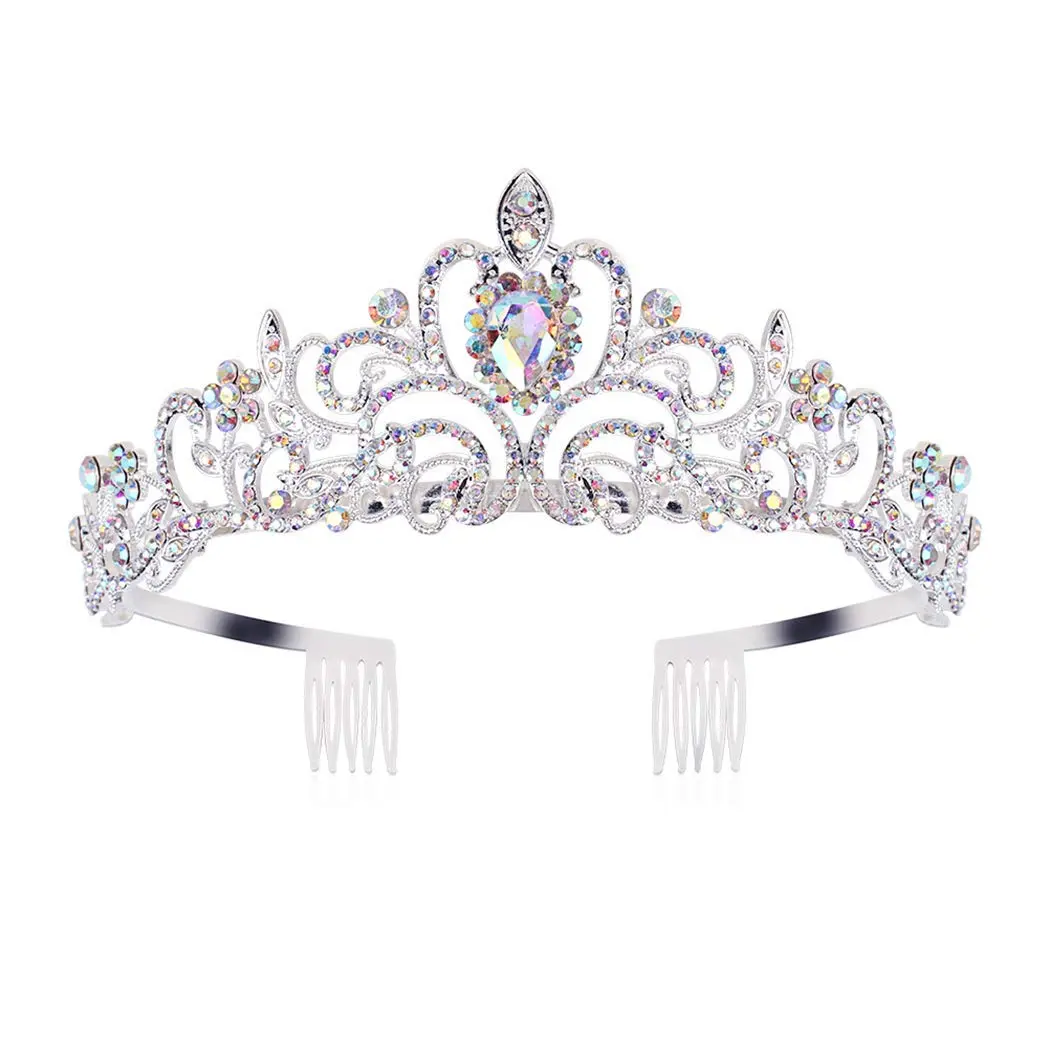 AB Rhinestone Tiaras and Crowns for Women - Princess Elegant Headband with Comb - Birthday Crowns for Girls