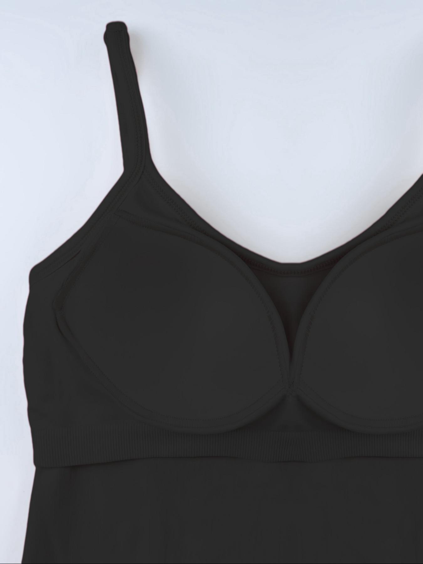 Women's Solid Color Padded Shapewear Cami Top, Adjustable Straps,Breathable Comfortable Shaper Top, Built in Bra,Tummy Control Compression Shapewear for Daily Wear or Outdoor,Ladies Underwear for Fall & Winter,Soft Stretch Fabric,Keep Warm Lingerie