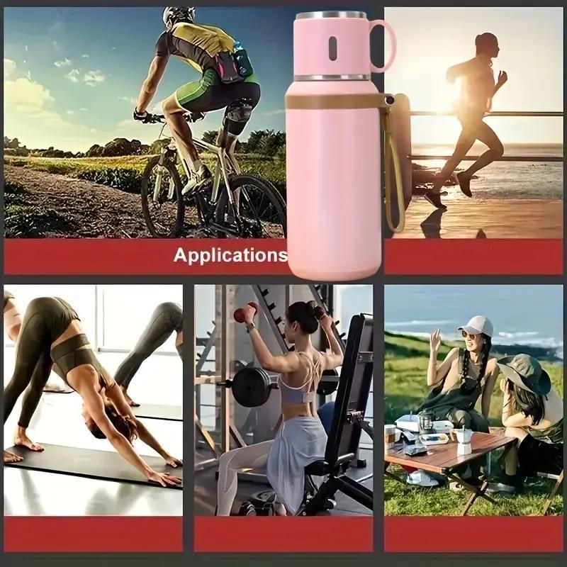 29oz Stainless Steel Insulated Water Bottle with Carry Strap, Dual-Function Coffee Cup for Hot & Cold Drinks, Portable Outdoor Mug for Camping, Cycling, Home & Office, Insulated Tumbler