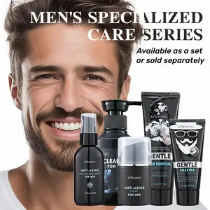 Men's 5-Piece Skincare Set ✨ | Cleanser + Serum + Cream + Shaving Cream + Hair Removal Cream, Oil Control & Anti-Aging, Gentle Repair. Designed for Men's Skin, Buy Separately or as a Set, One-Stop Solution for Clean Shave & Youthful Skin.