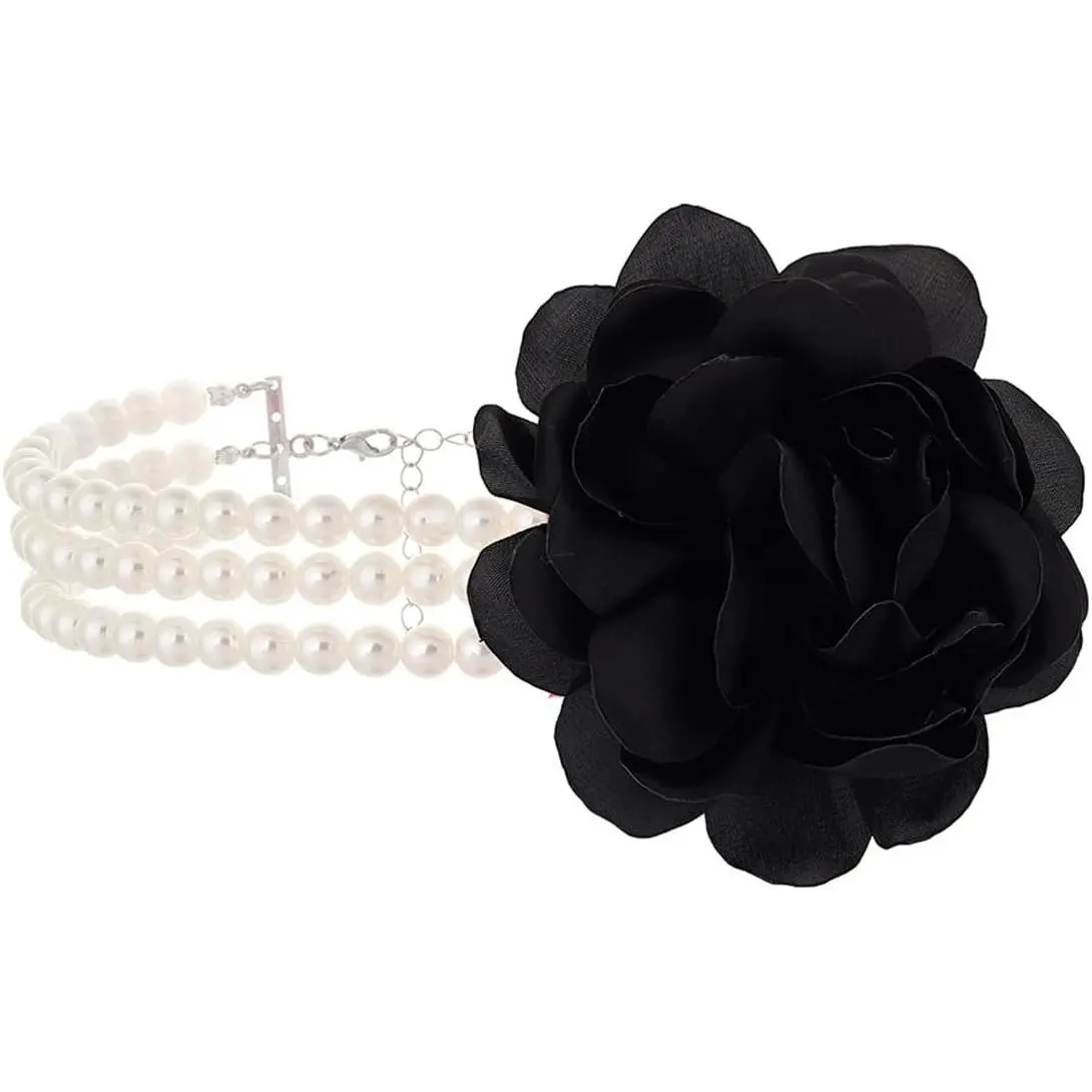 Flower  Necklace for Women  Rose Flower Choker Necklace  Multi Layer  Choker Gothic Statement  Necklaces Trendy Prom Necklaces Halloween  for Women