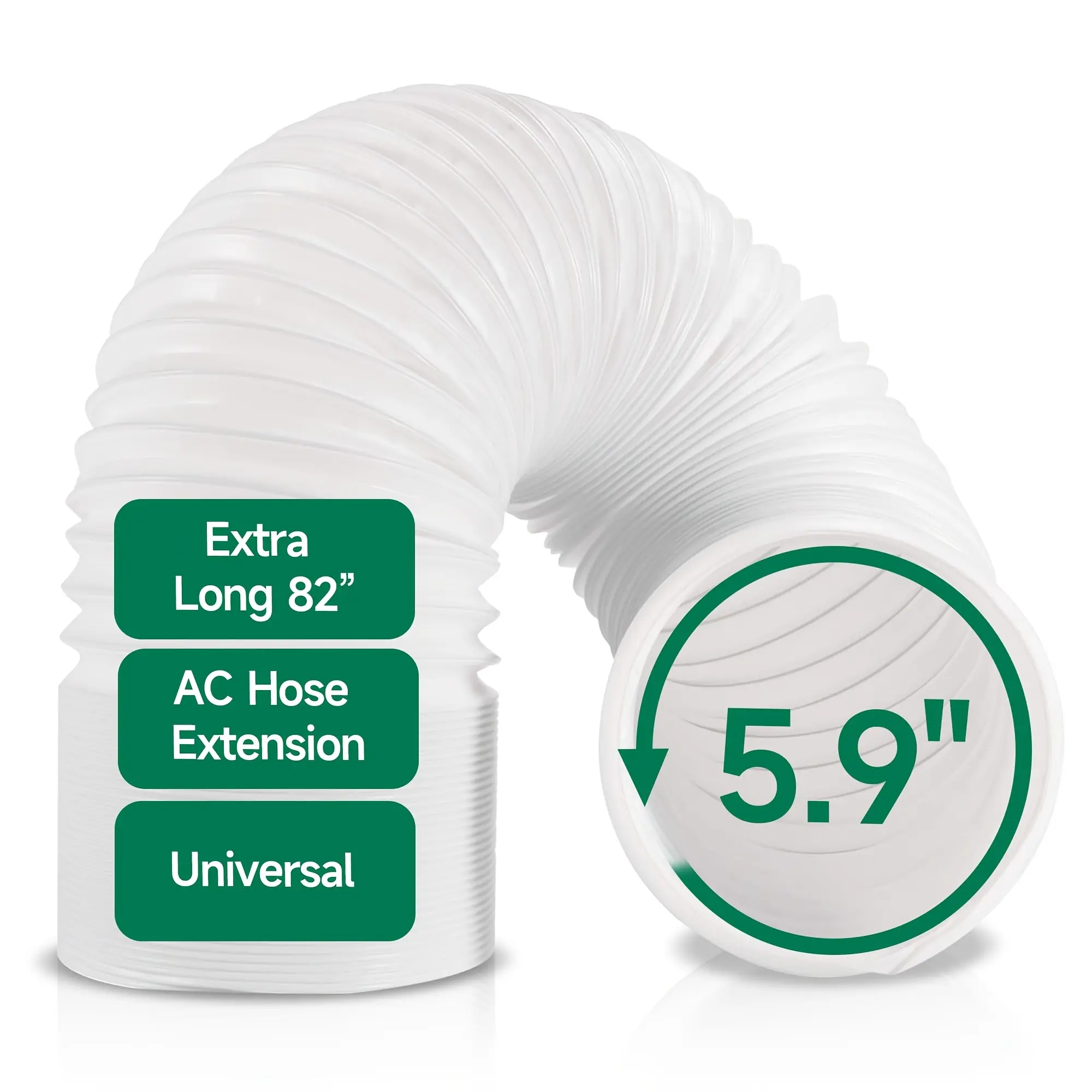 1Pc Portable Air Conditioner Exhaust Hose 5.9 Inch Diameter 82 Inch Length Counter Clockwise Thread Thickened Telescopic Vent Tube Universal AC Replacement Parts For Bedroom Garage Apartment Balcony Indoor Cooling Unit Repair Supplies