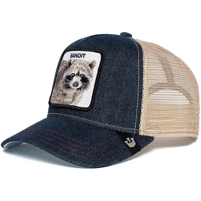 Animal Baseball Cap Cartoon Mesh Embroidery Truck Driver Cap Black Panther Tiger Wolf Mesh Cap