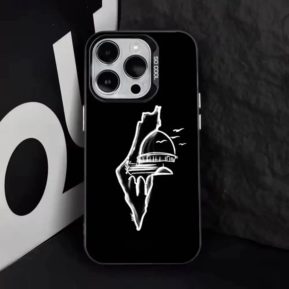 P-Palestine-es-F-Flag MAP Phone Case For iPhone 17 Air 16 15 14 13 12 11 Pro Max Plus and Samsung S26 S25 S24 S23 S22 Plus Ultra Anti Fall Black Matte Hard