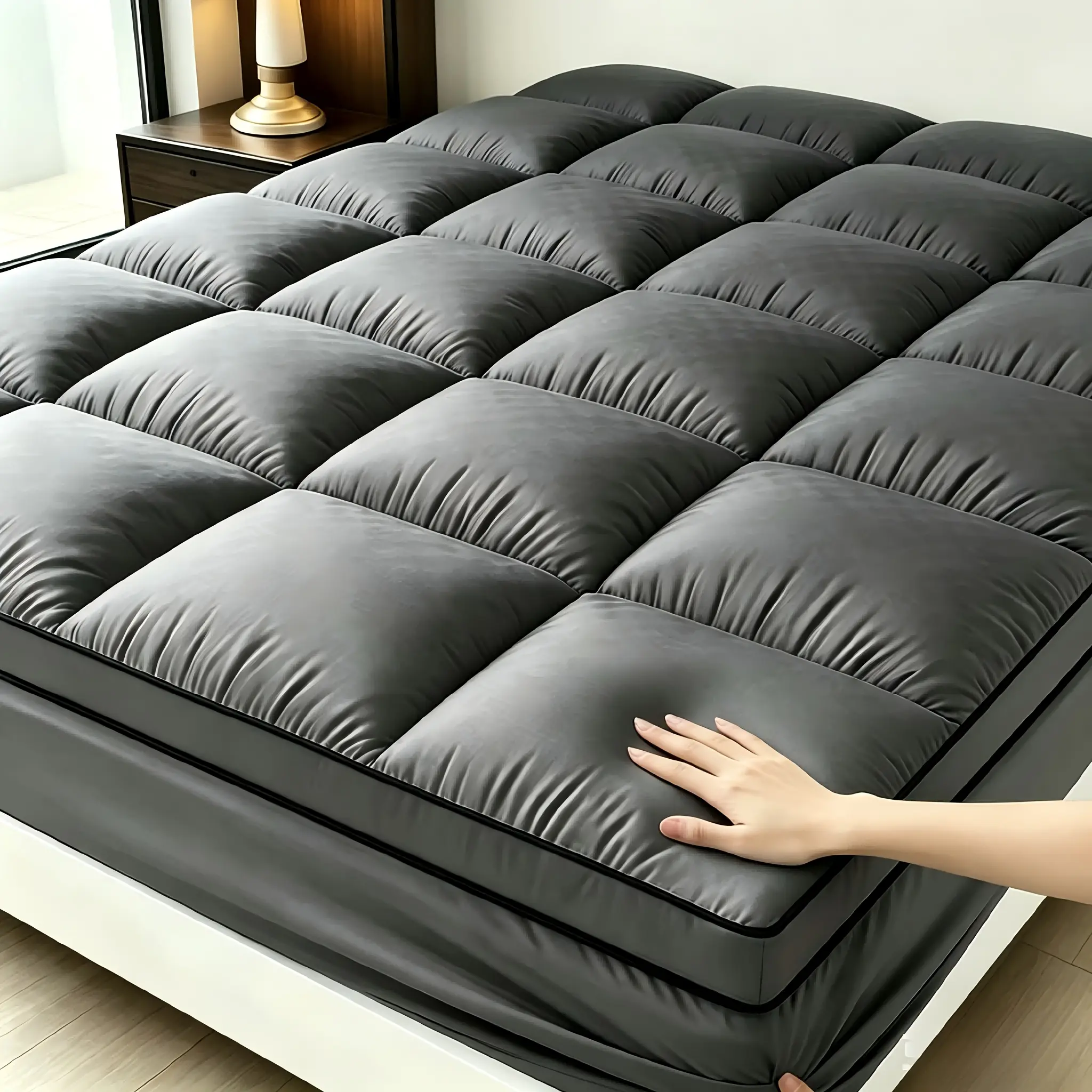 Queen Cooling Mattress Topper, Soft Pillow Top Breathable Mattress Pad Cover, Machine Washable Deep Pocket Cooling Comfort Mattress Protector