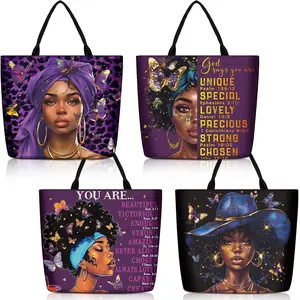 4 Pack African American Tote Bags for Black Women Girl Mother Day Shoulder Bag Afro Large Satchel Handbag Work TravelGift.