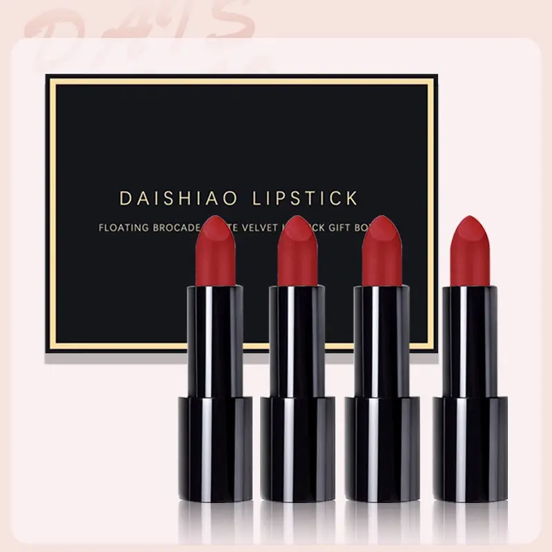 4-Pack Matte Velvet Lipstick Set, Waterproof Long-Lasting Makeup, Moisturizing Solid Lip Gloss, Lightweight Bold Color, Non-Sticky Cream Finish