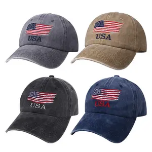 Men's Women's Washed American Flag Baseball Cap Unisex Vintage Adjustable Baseball Cap Trucker Hat