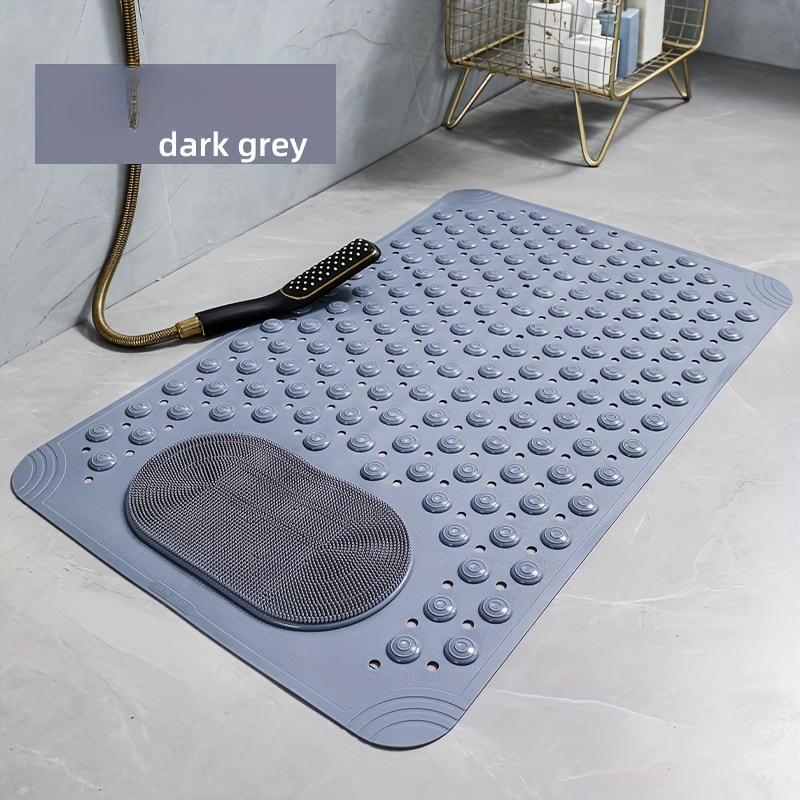 1pc non-slip shower mat, bathtub mat with drain holes and suction cups, foot massage shower rug, home bathroom, bathroom necessities.