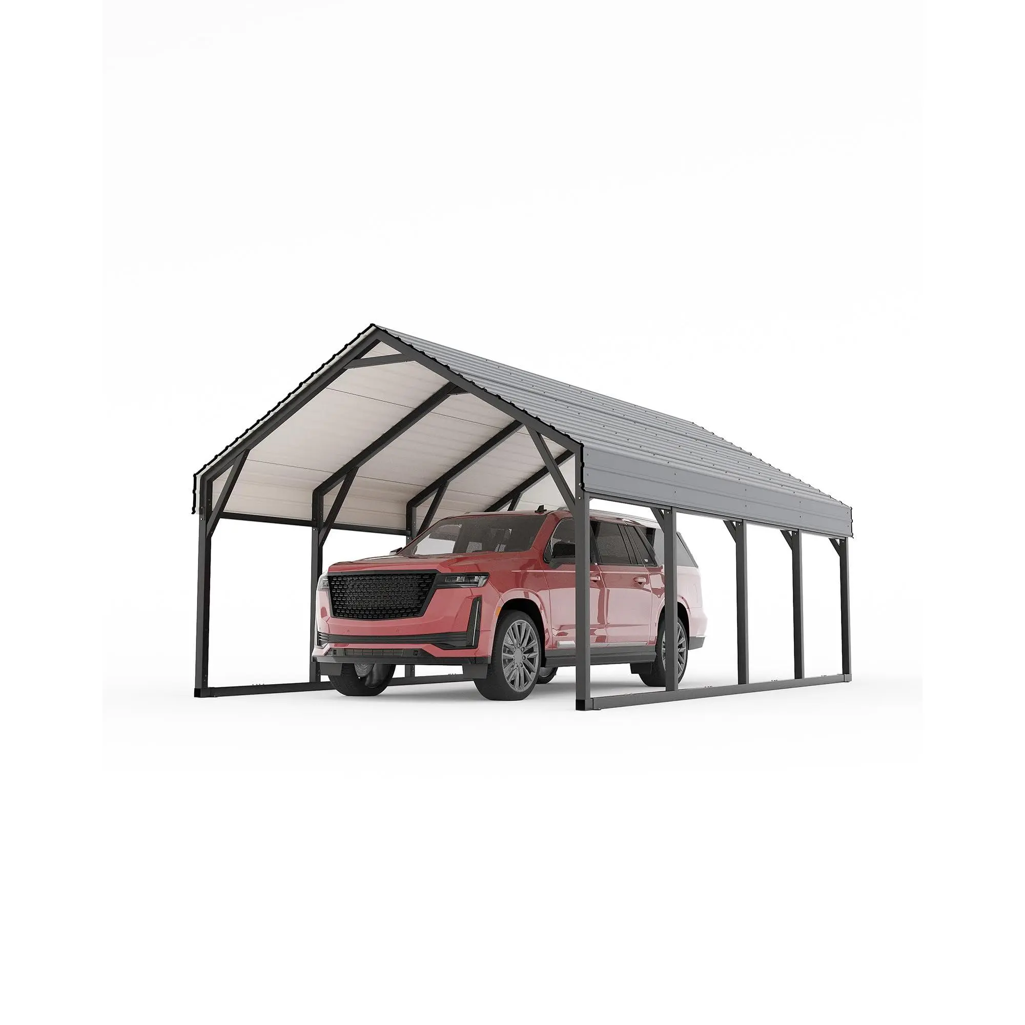 12x20x9 ft Metal Carport – All-Weather Steel Shelter with Reinforced Frame for Pickups, SUVs, Boats & Tractors