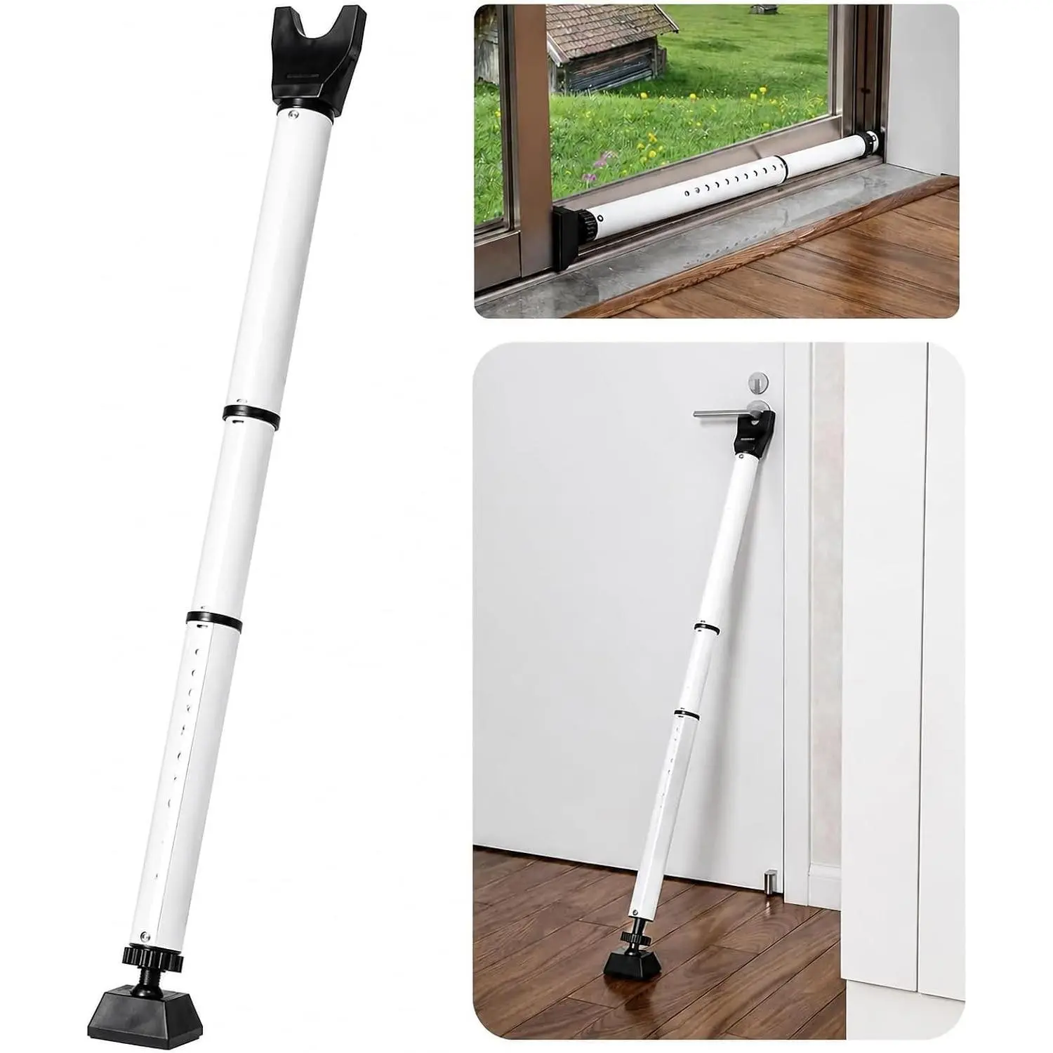 Upgraded 2 in 1 Heavy Duty Adjustable Door Security Bar for Sliding Glass & Patio Doors - Door Jammer Stopper for Home, Apartment, Travel, School, DormGift
