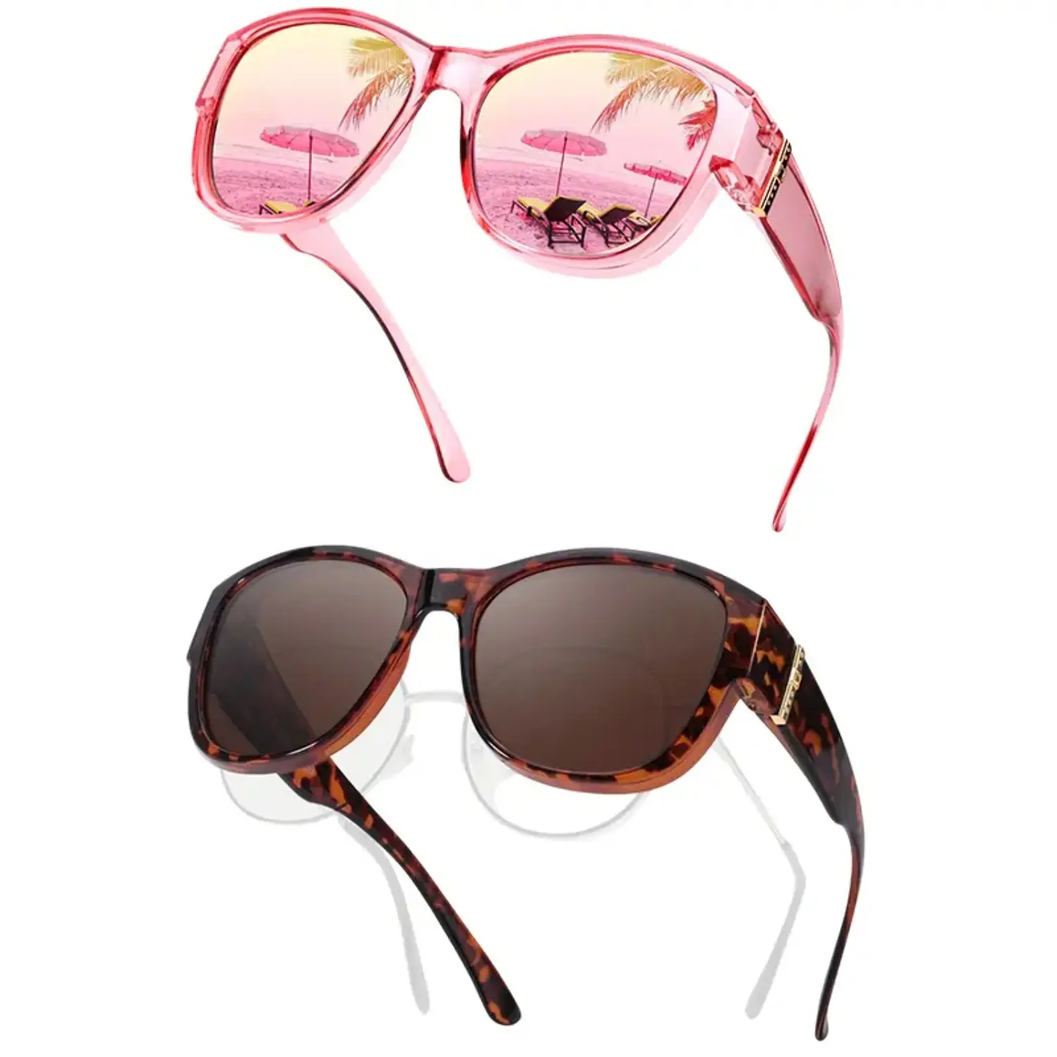 Polarised Fit Over Sunglasses for Women | UV400 Protection & Lightweight TR90 Frame | Can Be Worn Over Prescription Glasses