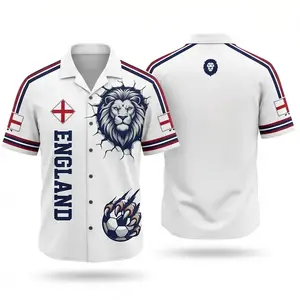 England Lion Soccer Hawaiian Shirt, St George Cross Beach Vacation Wear, Football Game Day Fan Gift