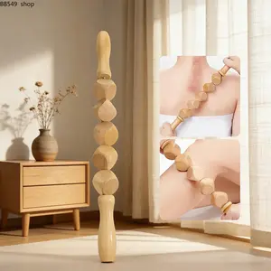 1PC Wooden Five-Dice Massage Roller Stick, Muscle Massagers, Full-Body Universal Massager Handle, Relaxing Muscle Therapy Tool, Body Care, Fascia Reliever, Ideal for Home Use