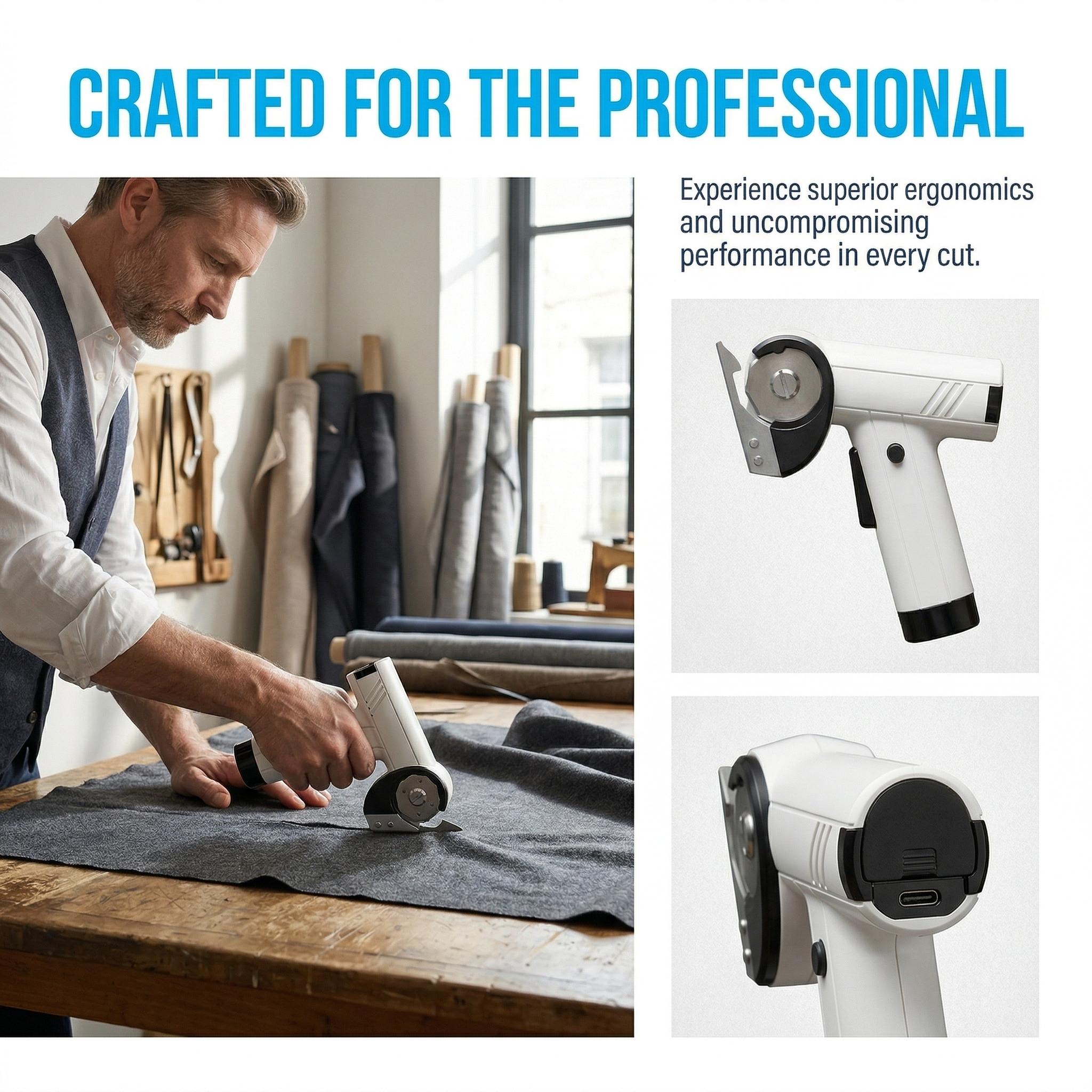 Cordless Electric Scissors| 4-Speed Adjustable Rotary Power Cutter, Heavy-Duty Fabric Cutter for Fabric, Leather, Cardboard, Paper & DIY Crafts, Portable Cutting Tool