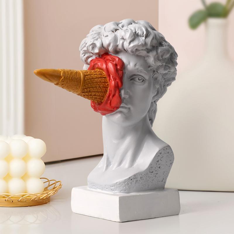 Ice Cream David Sculpture for Valentine's Day Gifts, 1 Count Resin Character Sculpture, Modern Home Desktop Bookshelf Creative Ornaments, Mean Girls Decorations, Figurine, Decoration