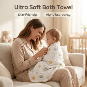 TDHD, Four-Layer High-Density Bath Towel, 39.37x35.43 Inches, Thickened Design, Suitable for Adults and Kids, Can Be Used as Knee Blanket or Bath Towel