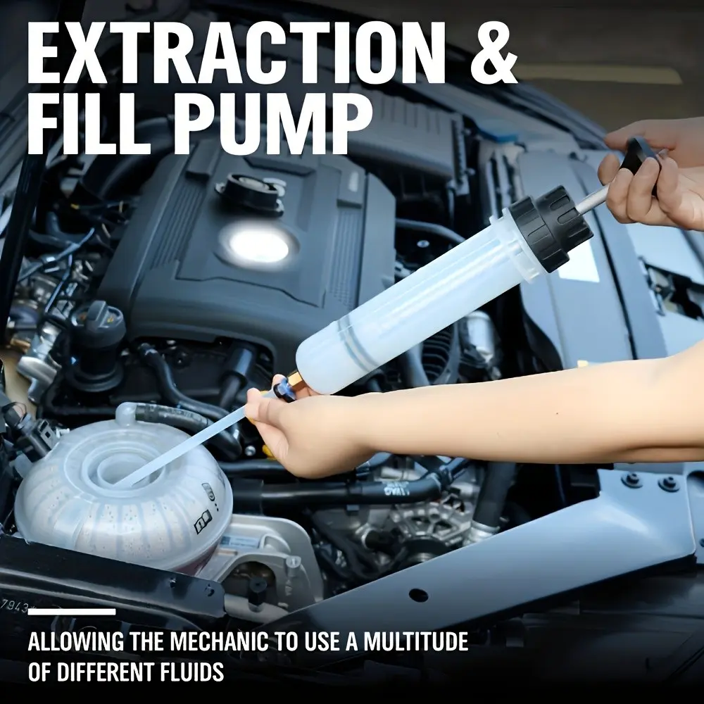 1PC Motorcycle Fluid Extractor, Car Oil Change and Brake Bleeder Pump, Fuel Injection Syringe, Manual Suction Vacuum Fluid Transfer Pump for Automotive Liquid Extraction, Dispensing and Delivery