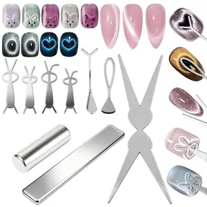 Cat Eye Magnetic Nail Kit with Cylindrical & Rectangular Magnets, Scissor, Y, Oval, Bunny Plates - Creates French, Heart, Black Hole, Bunny Cat-Eye Effects