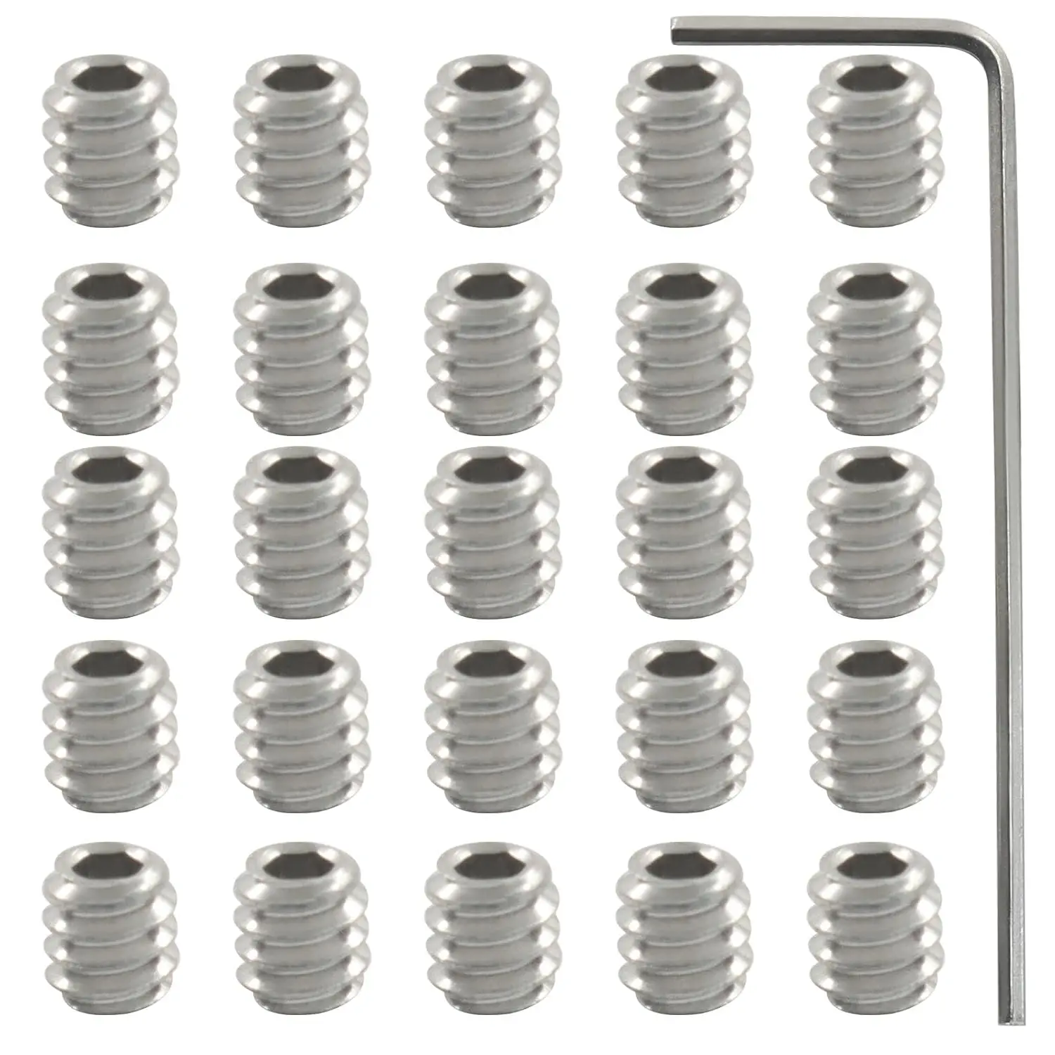 Stainless Steel Allen  Socket Set Screws, 4-40 x 1/8" | 25 count, Hexagon Socket,  Cup Point, Hex Key Wrench