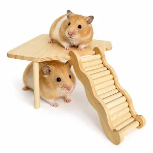 Natural Pine Wood Hamster Platform, Small Pet Ladder, Hideout Toy, Durable & Safe Design, Ideal for Rodents' Enrichment