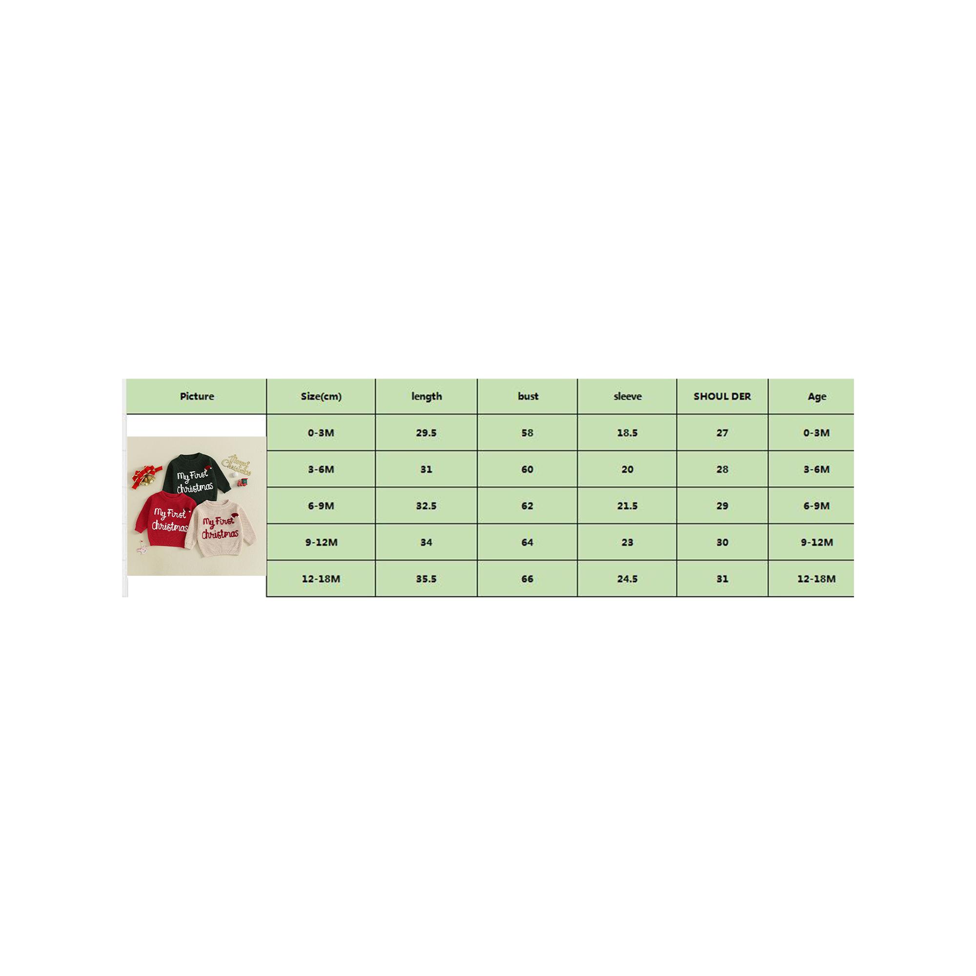 Infant Baby Girls Boy Knit Sweater Christmas Hat and Letter Embroidery Crew Neck Pullover Long Sleeve Tops 0-18 Months