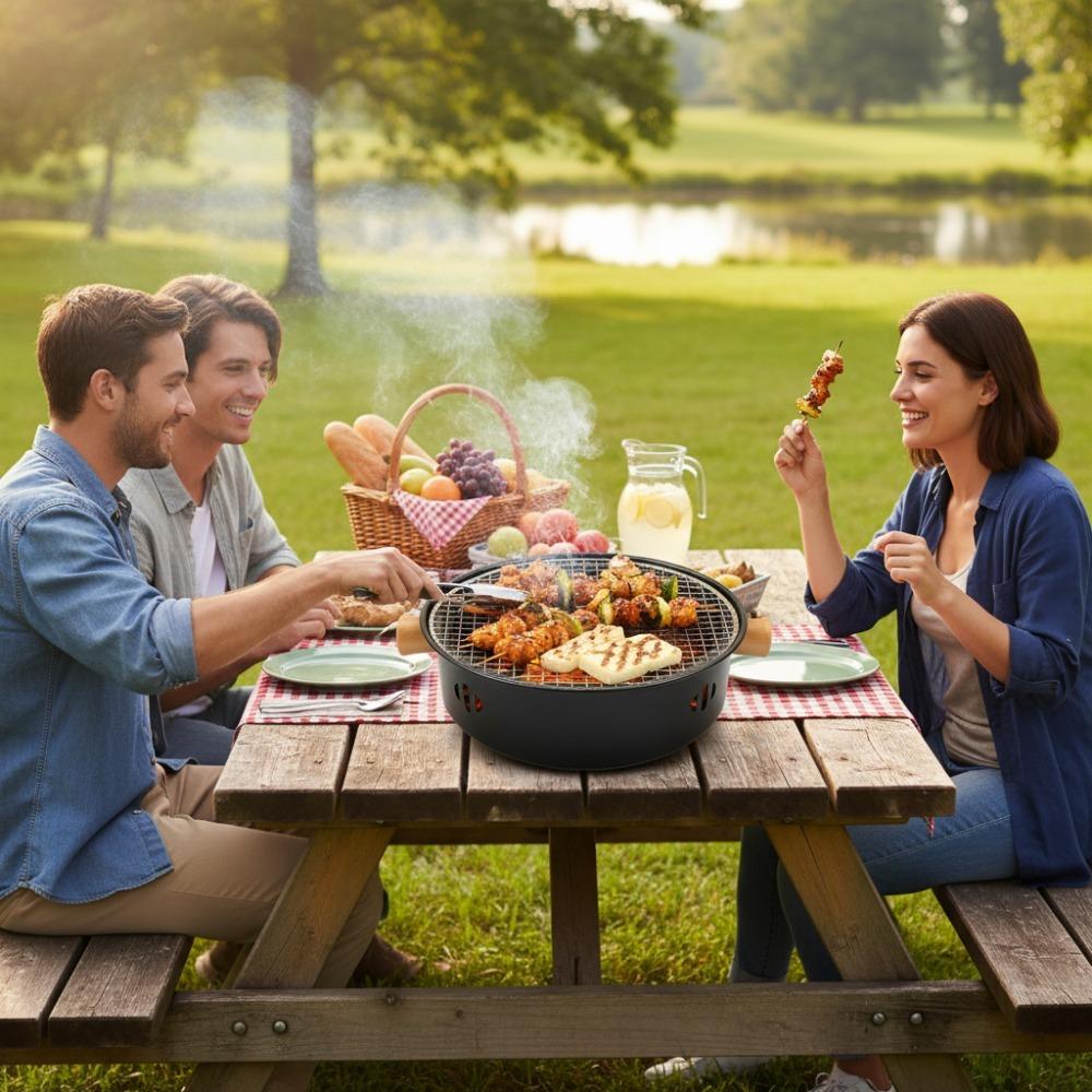 Stainless Steel Charcoal Grill, Portable Charcoal Barbecue Grill, Outdoor Camping, Household Indoor Barbecue Rack, Family Gathering Barbecue Artifact, Essential Charcoal Grill for Holiday Dinners