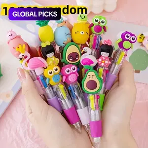 Random Color Cute Cartoon Design Retractable Ballpoint Pen, Aesthetic Pens, 10/20pcs Ballpoint Pen Set Portable Easy To Hold Round Body Ballpoint Pen, Writing Pen for Office & School #GLOBAL PICKS