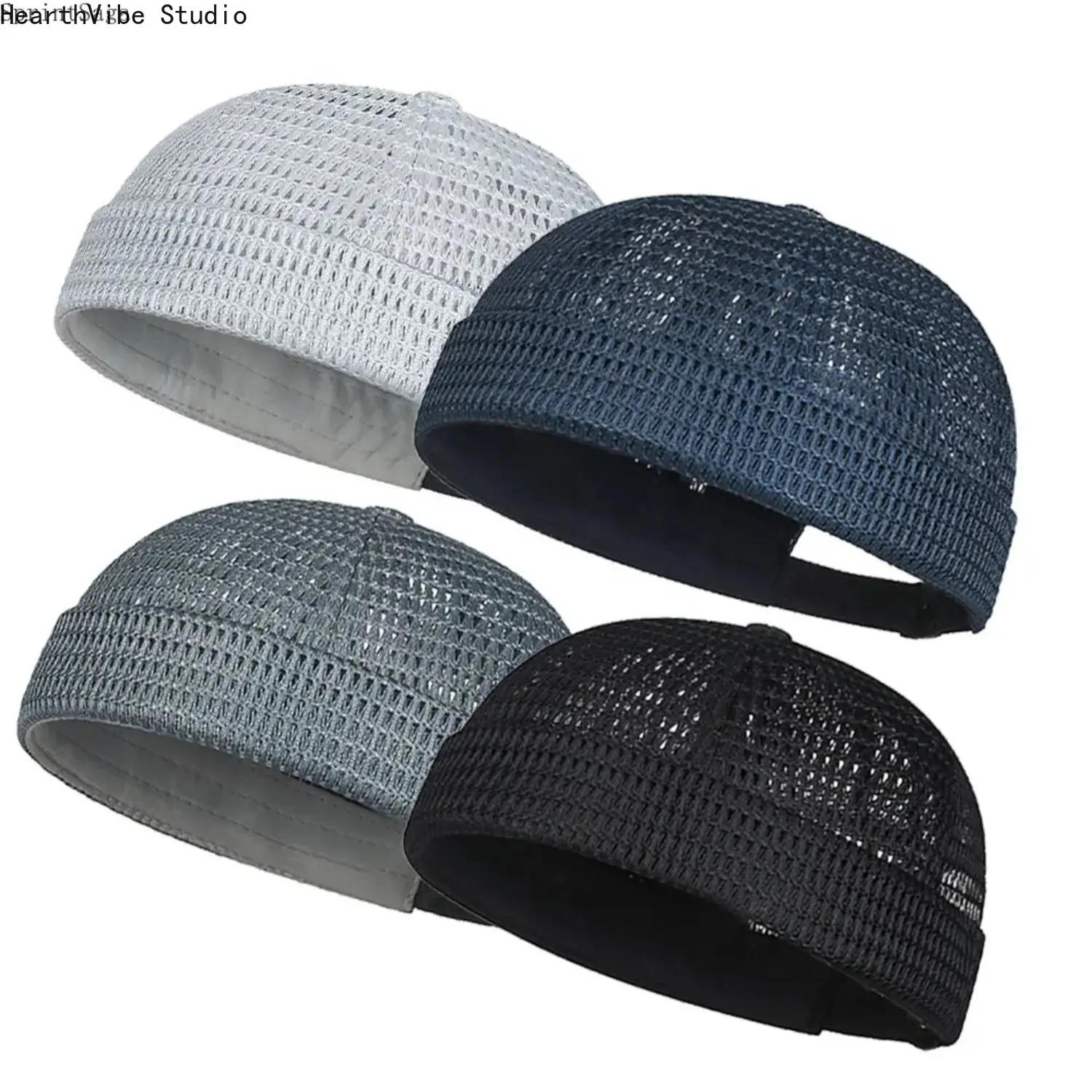Unisex 4-Pack Mesh Cap Brimless Hat, Breathable Adjustable Casual Beanie for Outdoor Sports & Streetwear, All Seasons Headwear, Outdoor Wear