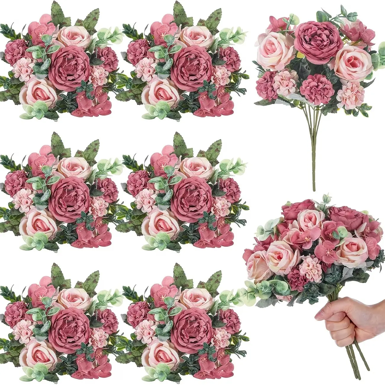4pcs Artificial Rose Flowers DIY Wedding Decoration, Valentine Gift Bridal Bouquet, Indoor Outdoor Use, Perfect for Parties & Home Decor