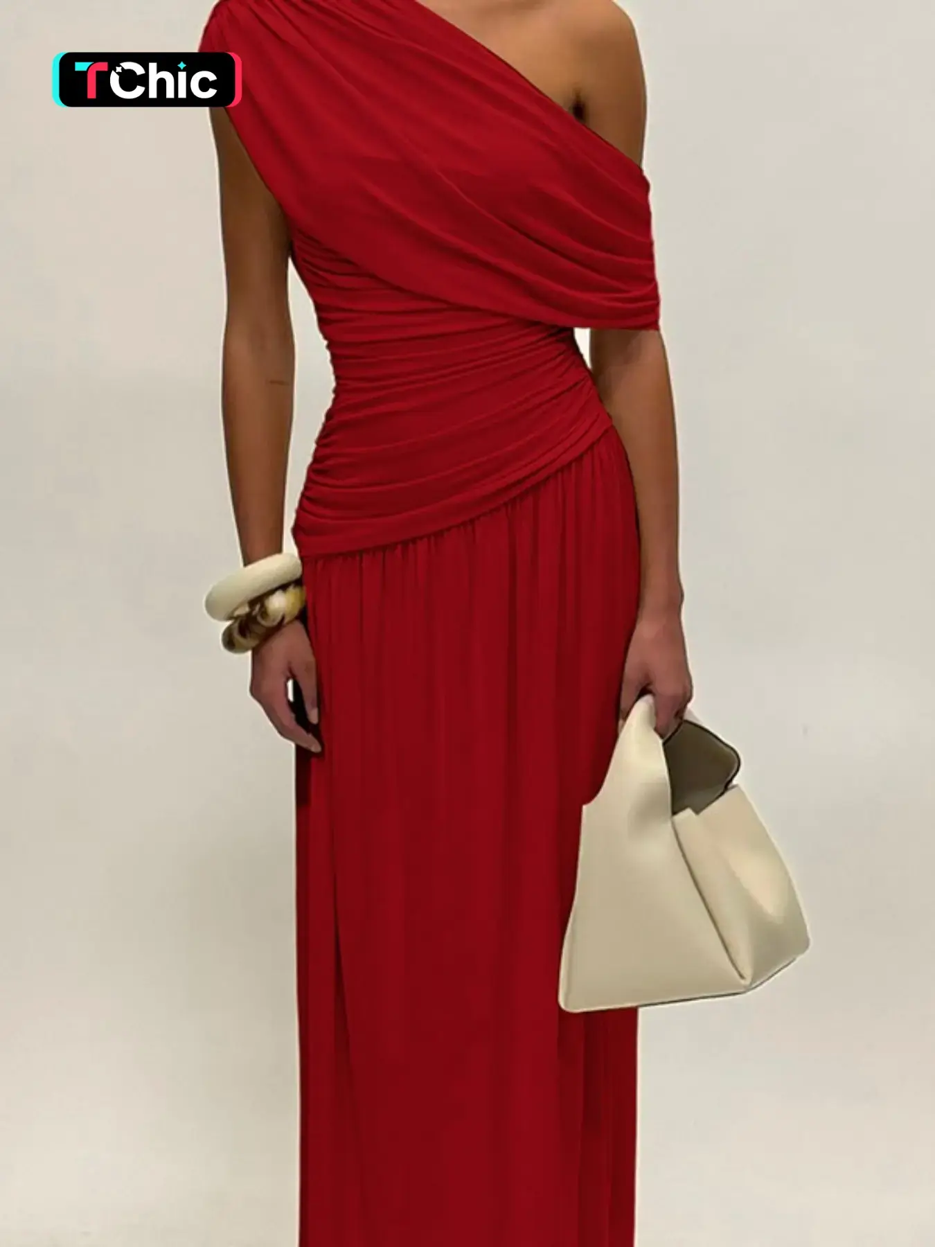Women's One Shoulder Dress, Elegant Solid Color Dress for Formal Party Club Dating Evening Event Clothing Wear, Ladies Summer Clothes