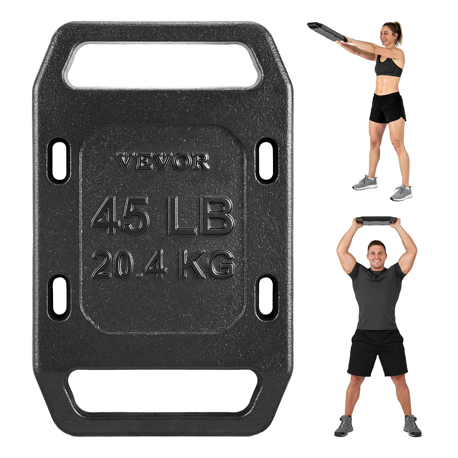 VEVOR Cast Iron Ruck Weight Plate, 45 lbs (20.4 kg) Single Ruck Plate with Smooth Grip Handle, Textured Finish for Efficient Weighted Training, Rucking, Hiking