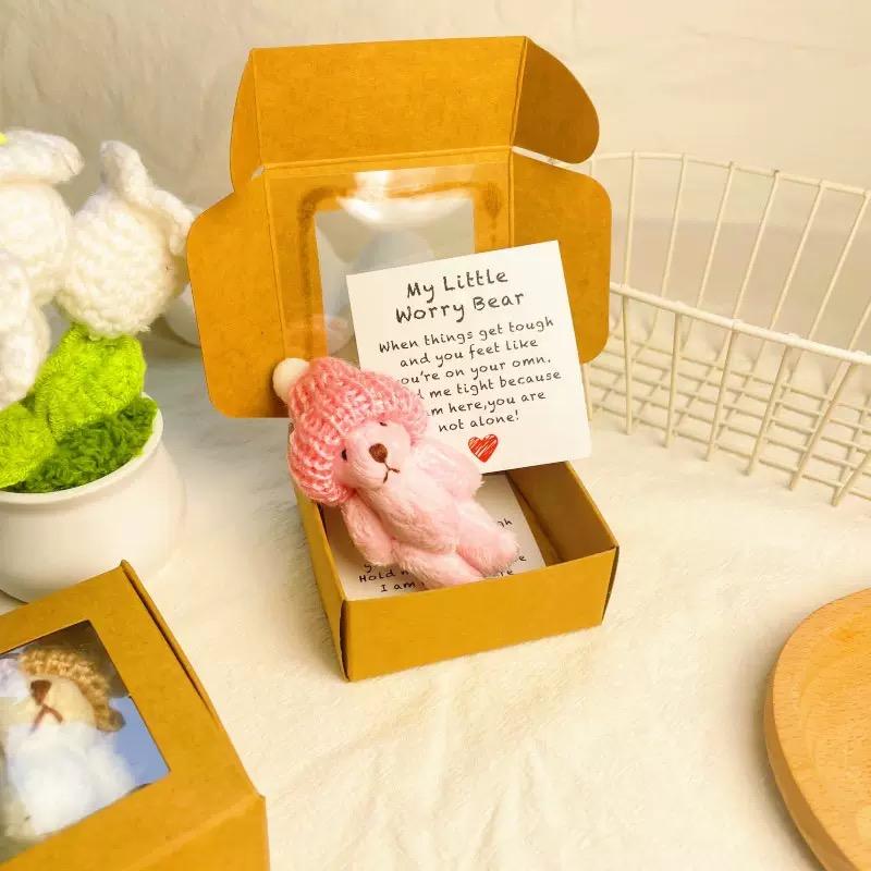 Mini Plush Bear Gift Set with Inspiring Card, Themed Gift Box, Perfect Comfort Gift for Christmas, Halloween, Birthdays and Emotional Support, Party Favors Assortment