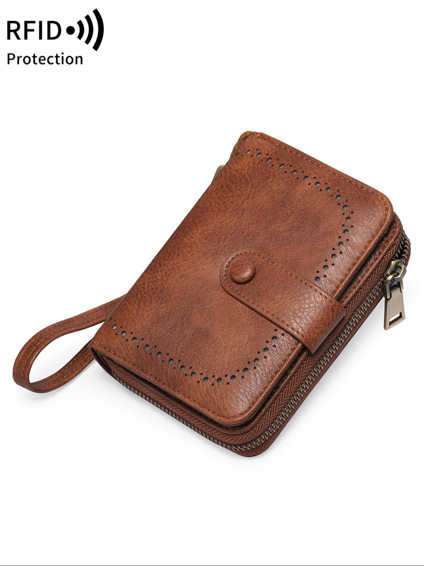 Women's Plain Zipper Short Wallet, 2025 New Style Rfid Protection Multi Card Slot Card Holder, Casual Trendy Versatile Daily Money Saving Wallets for Women As Gift, Purse for Women, Fall Outfits, Earthtone Fall Freshness