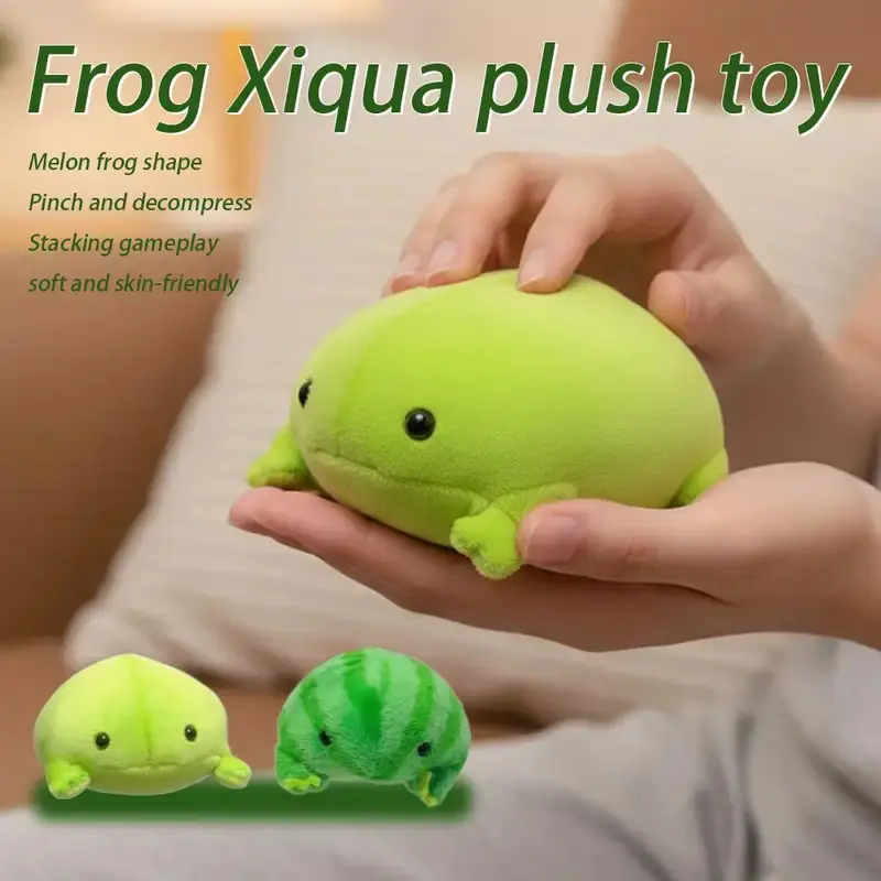 Funny Creative Watermelon Frog Plush Toy, Cute Novelty Stuffed Animal Doll, Stress Relief Plushies for Kids Gift & Home Decor