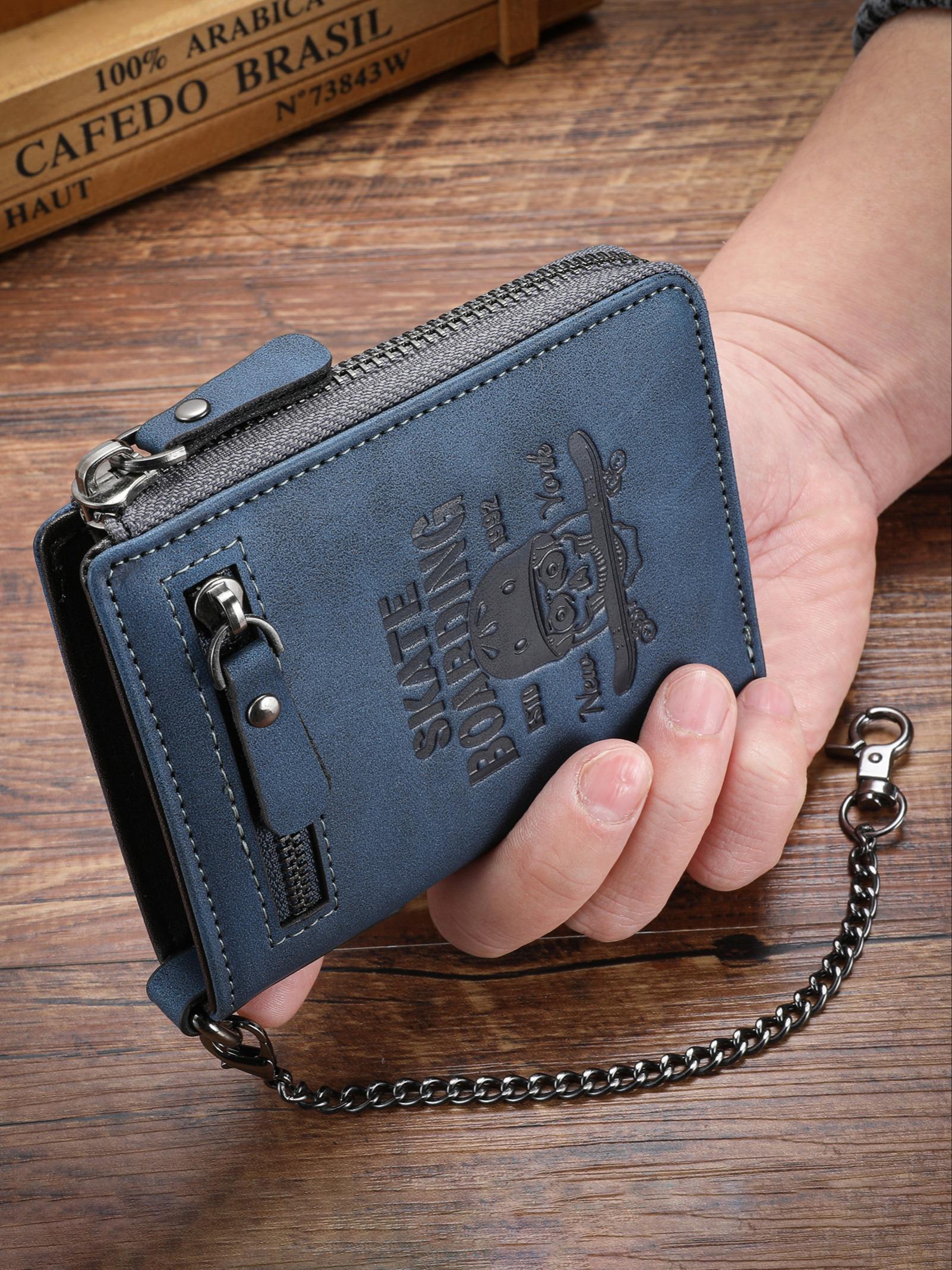 Men's Vintage Multi Card Slot Short Wallet, Casual Trendy Wallet, Casual PU Leather Zipper Wallet, Zipper Wallet Design, Multi-functional Wallet for Men for Daily Use