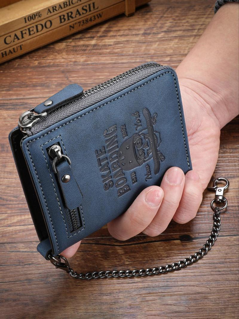 Men's Vintage Multi Card Slot Short Wallet, Casual Trendy Wallet, Casual PU Leather Zipper Wallet, Zipper Wallet Design, Multi-functional Wallet for Men for Daily Use