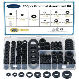200 count Hollow Rubber Grommet Firewall Hole Plug , Rubber Grommet kit 1/4", 5/16", 3/8", 7/16", 1/2", 5/8", 3/4'', 7/8", 1''