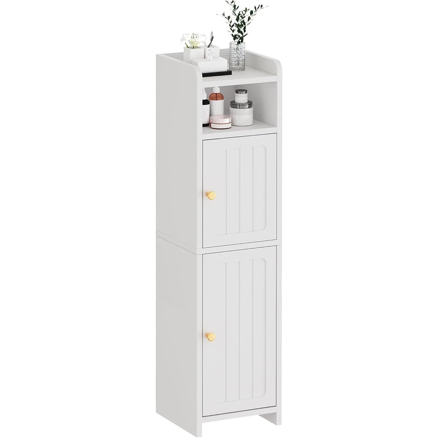Small Bathroom Cabinet, Bathroom Storage Cabinet with Adjustable Shelves & 2 Doors, Narrow Toilet Paper Cabinets, 7.9" D x 7.9" W x 31.5" H, for Small Spaces, White YYG03WGift.