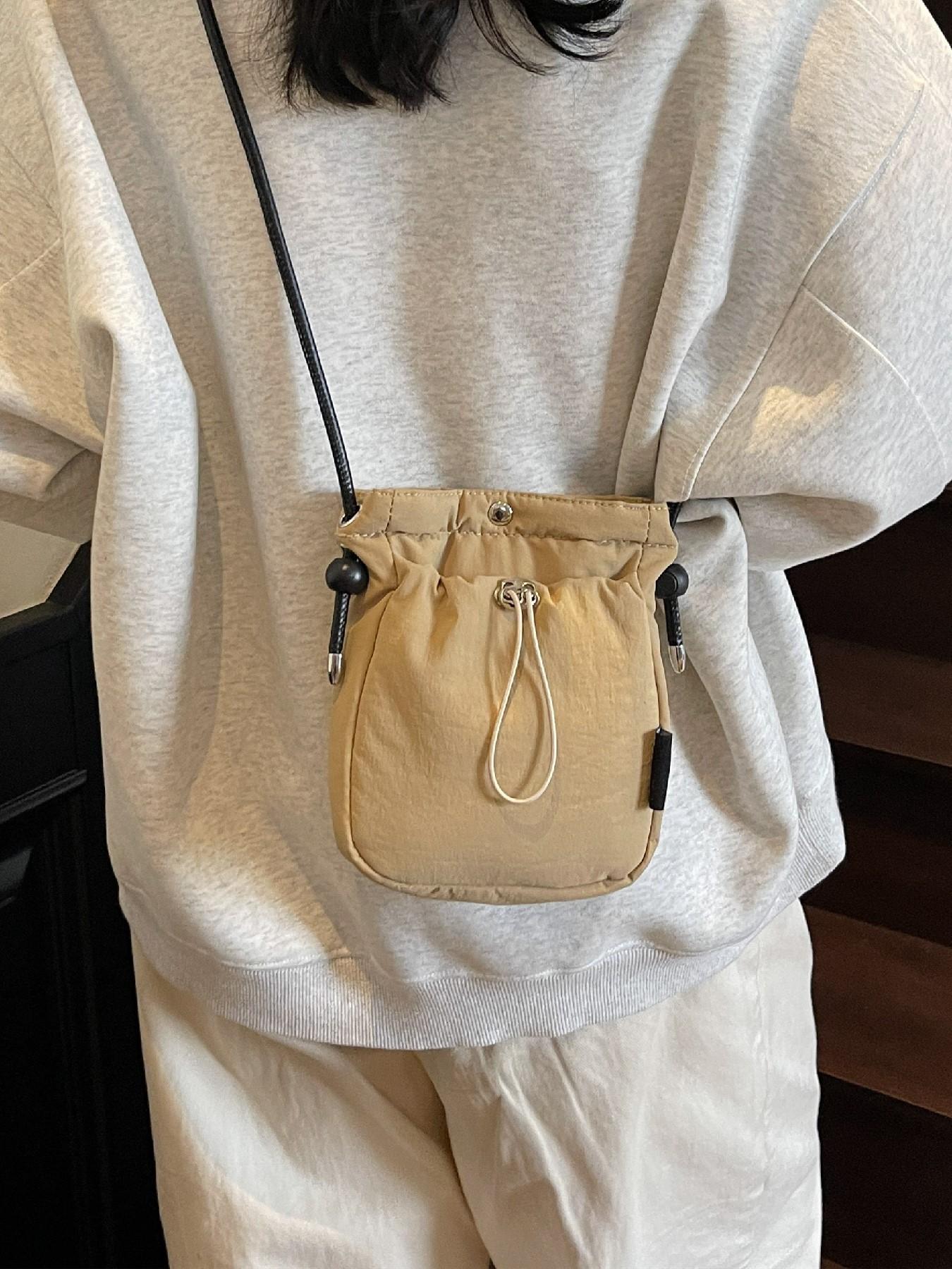 Lightweight Casual Nylon Phone Bag, Mini Backpack for Outdoors, Plain Design, All-Season Fashion Accessory, Versatile and Stylish