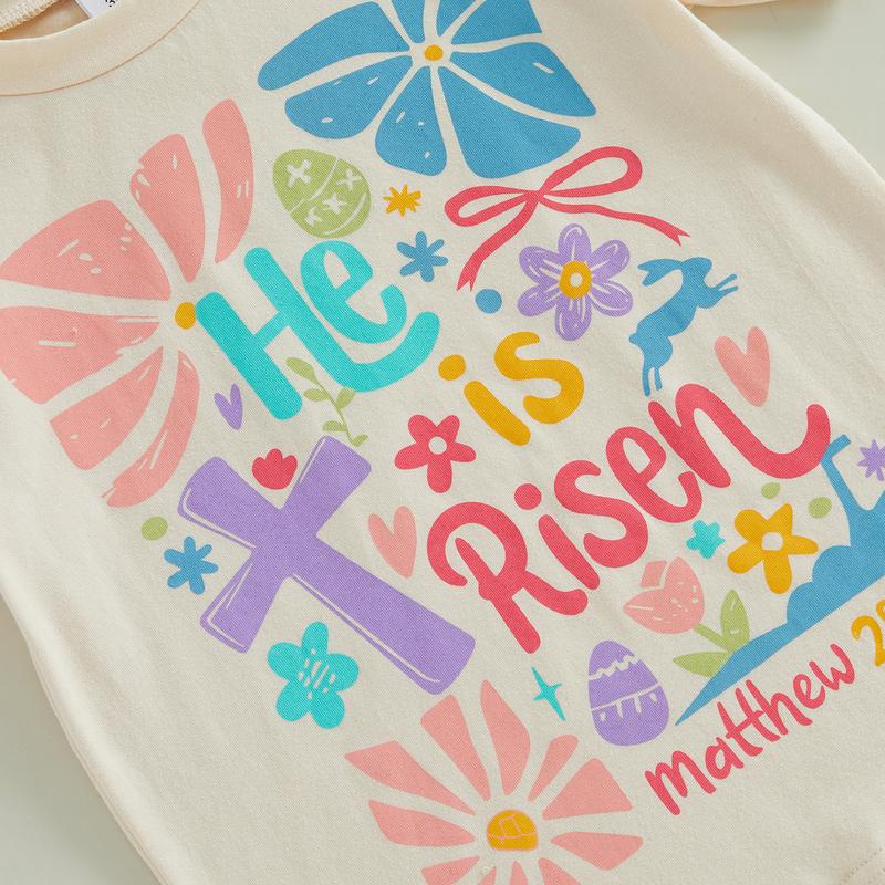 PYBCVRRD Kids Baby Girl Easter T-Shirt Tops Letter Floral Print Short Sleeve Round Neck Loose Fit Tops T shirt for Summer 1-6 Years
